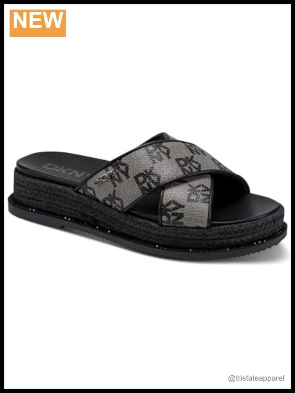 Criss Cross Espadrille Platform Sandal With Logo, Slip On Wedge, Ankle Strap